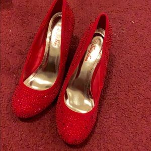 Red sparkly heels